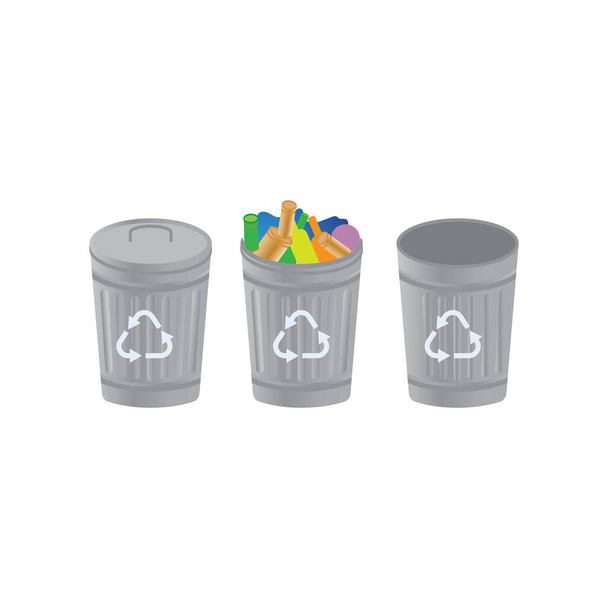 Odpadkový koš Vektorová ikona design ilustrace šablona - Vektor, obrázek