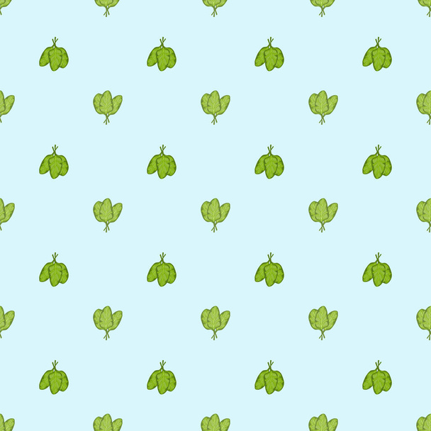 Varrat nélküli minta csomó spenót saláta élénk zöld háttér. Egyszerű dísz salátával. Geometrikus növényi sablon szövet. Tervezési vektor illusztráció. - Vektor, kép