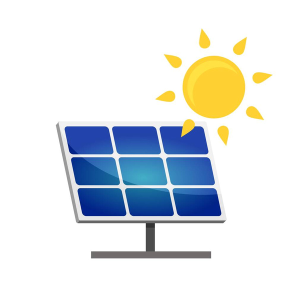 Čistá alternativní energie z obnovitelných solárních a větrných zdrojů. Solární panely. Vektorová ilustrace. - Vektor, obrázek