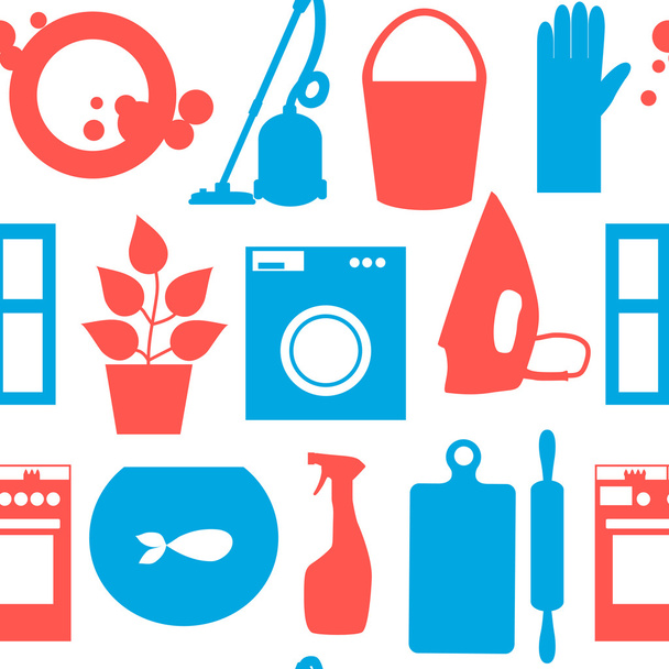Seamless pattern with objects house cleaning. Vector illustration. - Vector, Image