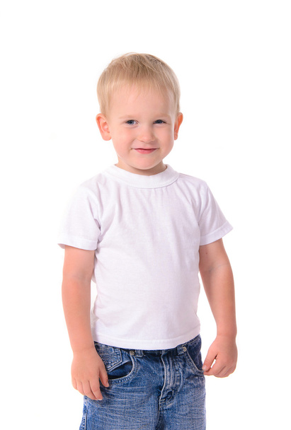 Portrait of fashionable little boy in white shirt - Zdjęcie, obraz