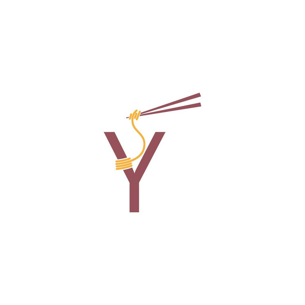 Diseño de fideos envuelto alrededor de una letra Y icono plantilla vector - Vector, imagen