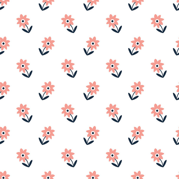 Seamless pattern with a simple flower on a white background. - Vektör, Görsel