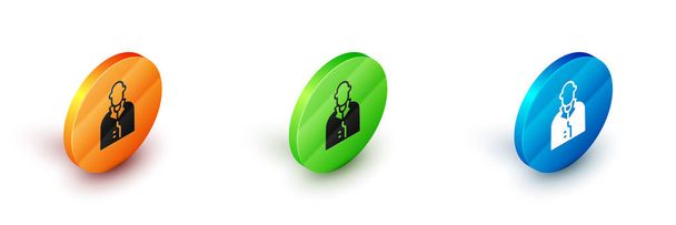Isometric Realtor icon isolated on white background. Buying house. Circle button. Vector - Vector, Image