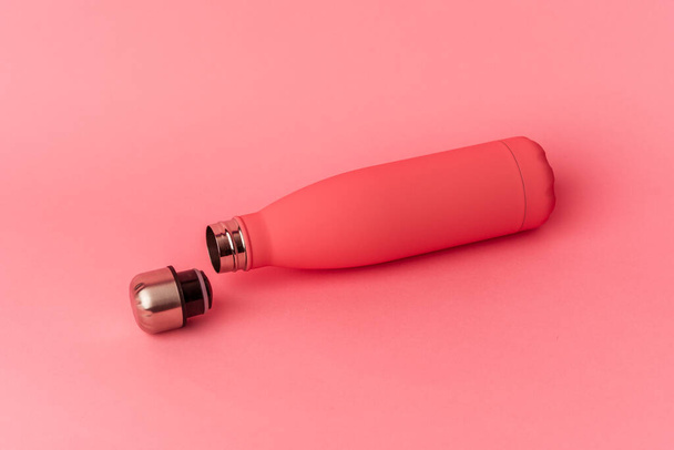 Pink canteen isolated on pink background - Photo, Image
