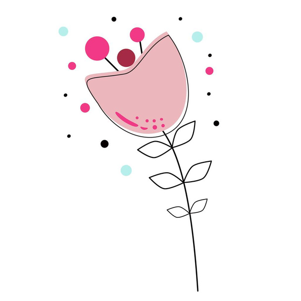 Ροζ λουλούδι με πολύχρωμους κύκλους γύρω του. - Διάνυσμα, εικόνα