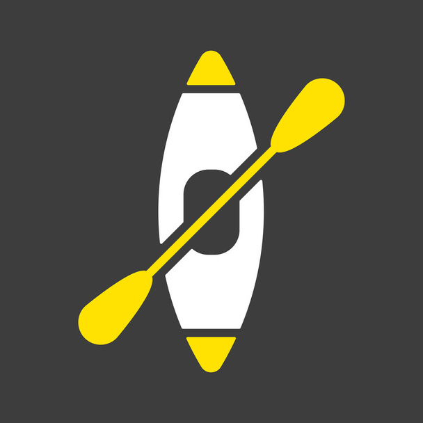 Kayak avec icône de glyphe vectoriel à pagaie sur fond sombre. Panneau camping. Symbole graphique pour le voyage et le tourisme conception du site Web et des applications, logo, application, interface utilisateur - Vecteur, image