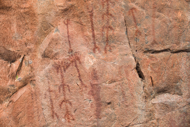 Prehistoryczne obrazy w schronisku San Blas, Sierra de San Pedro. Alburquerque, Badajoz, Estremadura, Hiszpania - Zdjęcie, obraz