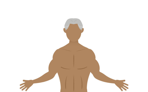 Bodybuilder senior man with hands outstretched - ベクター画像