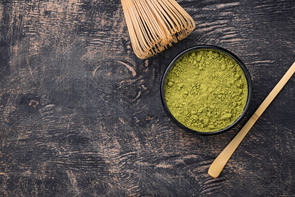 Japanese matcha green tea powder - Фото, изображение