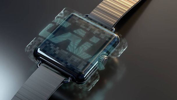 ένα smartwatch και ένα ολόγραμμα (3d rendering) - Φωτογραφία, εικόνα
