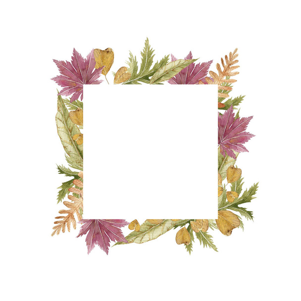 Autumn leaves frame for decor, design, cards, invitations, paper decor.  - Photo, Image