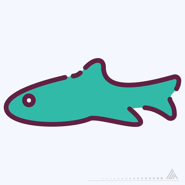 Icon Fish - Line Cut Style - Jednoduchá ilustrace, Upravitelný tah, Design šablony vektor, Dobrý pro tisk, plakáty, reklamy, oznámení, info grafiky, atd. - Vektor, obrázek