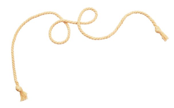 Beige cotton wavy rope isolated on white background - Photo, Image