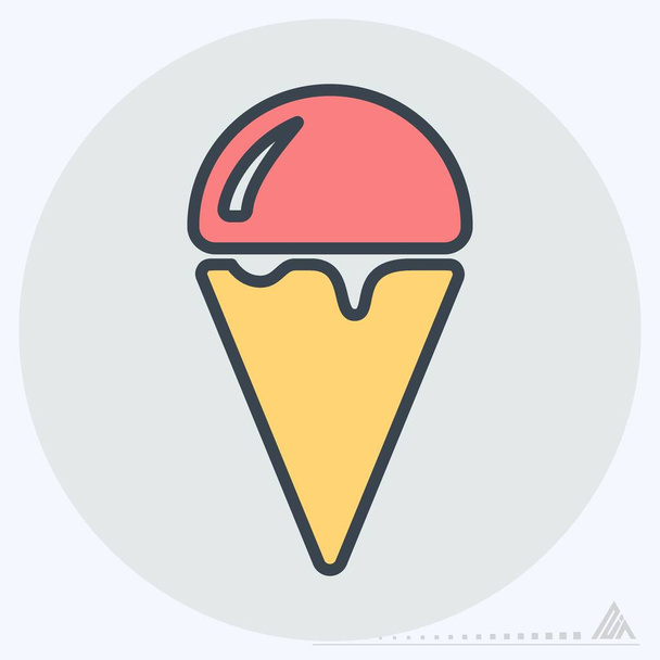 Icon Ice Cream - Color Mate Style - Egyszerű illusztráció, szerkeszthető stroke, Design sablon vektor, Jó nyomatok, plakátok, hirdetések, bejelentések, info grafika, stb. - Vektor, kép