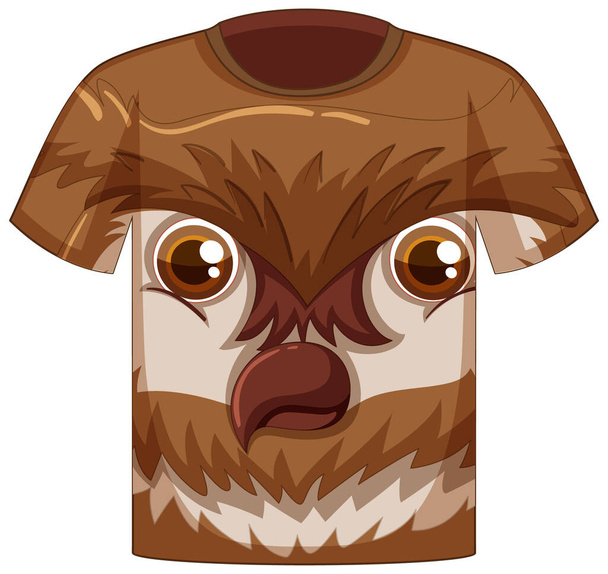 Parte delantera de la camiseta con la cara del patrón de búho ilustración - Vector, imagen