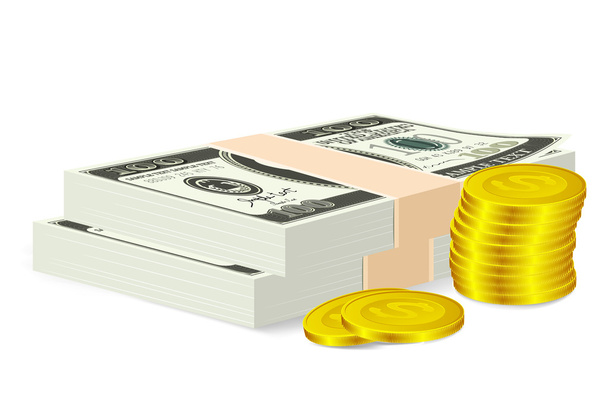 geld bill en munt - Vector, afbeelding