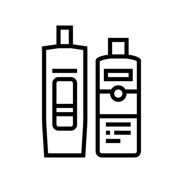 bálsamo y acondicionador de cabello paquetes línea icono vector ilustración - Vector, Imagen