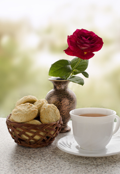 tea and coconut cookies - Valokuva, kuva