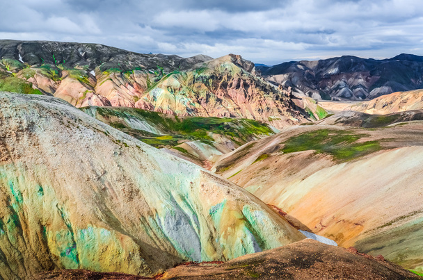 Scenic landscape view of Landmannalaugar colorful volcanic mount - Photo, Image
