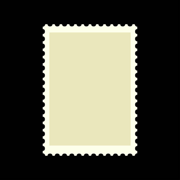 Κενό γραμματόσημο. Ορθογώνια ταχυδρομική σφραγίδα. Εικονογράφηση διανύσματος απομονωμένη σε μαύρο.  - Διάνυσμα, εικόνα