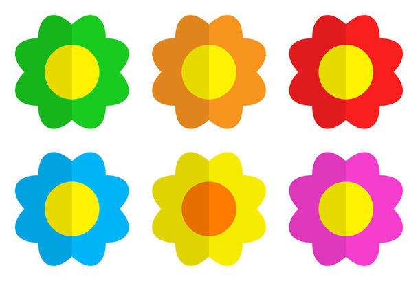 Blume Symbol flache Gestaltung. Blütenpflanzensatz. Vektor-Illustration isoliert auf Weiß. - Vektor, Bild