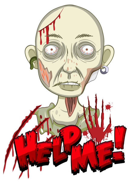 Help me text design with creepy zombie illustration - Vector, Image