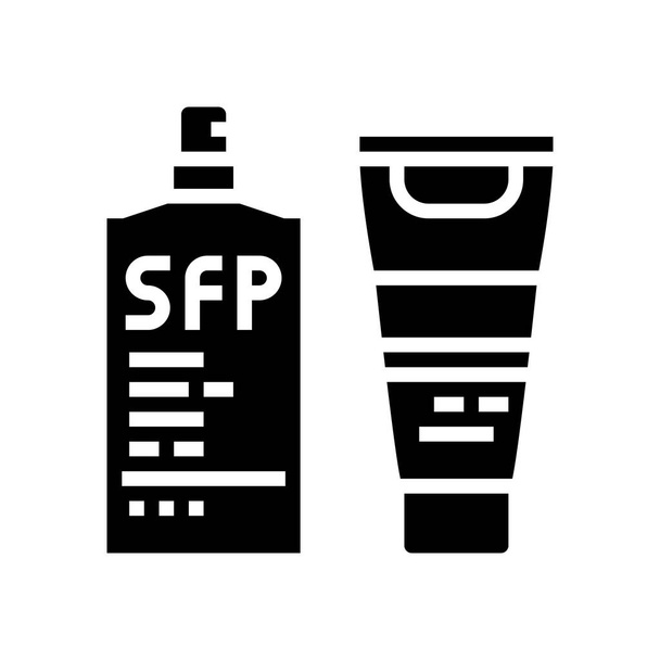 protector solar cara protectora y aceite corporal spf-30 icono de glifo vector ilustración - Vector, imagen