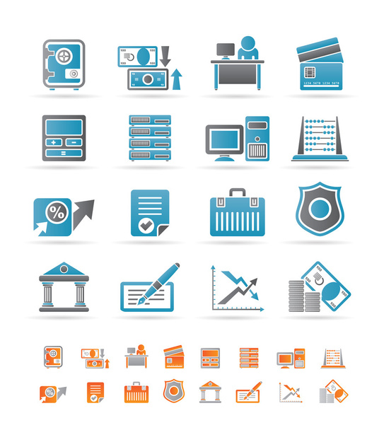 Bank, business, finance and office icons - Vektor, obrázek