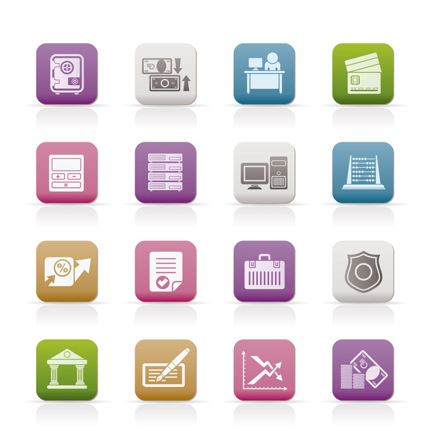 Bank, business, finance and office icons - Vettoriali, immagini