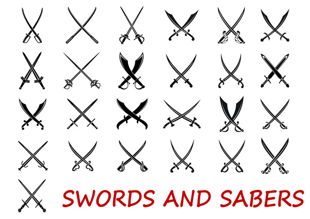 Crossed swords and sabers - Vector, Image