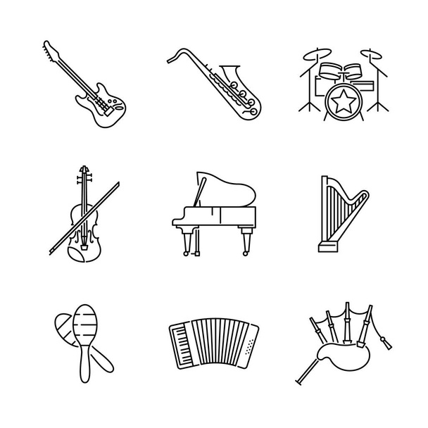 Instrumentos musicais conjunto vetor ícone. - Vetor, Imagem