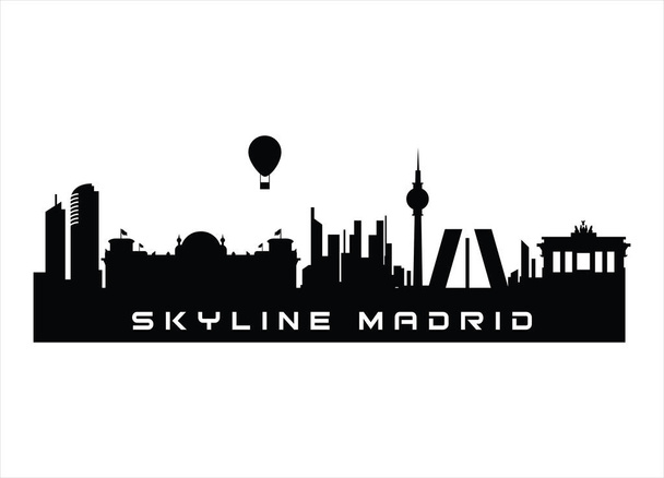 Madrid skyline banner orizzontale Silhouette nera di Madrid Spagna Modello vettoriale - Vettoriali, immagini