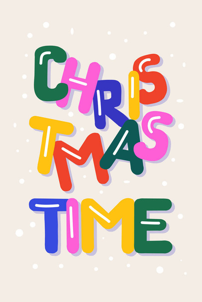 Christmas greeting card. Colorful bright letters. vector illustration. - Vektor, obrázek