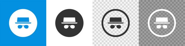 Incognito mode set flat icon. Browse in private, button. Vector Illustration - Vector, Image