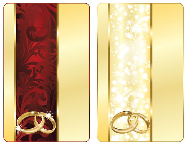Two Wedding card with loving rings , vector illustration - Вектор, зображення