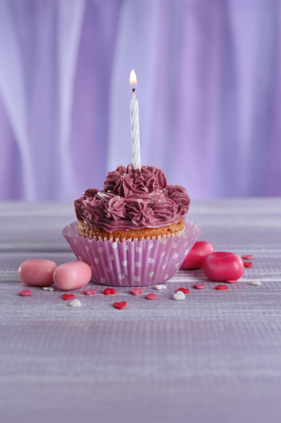 Tasty cupcake on table, close up - Photo, Image