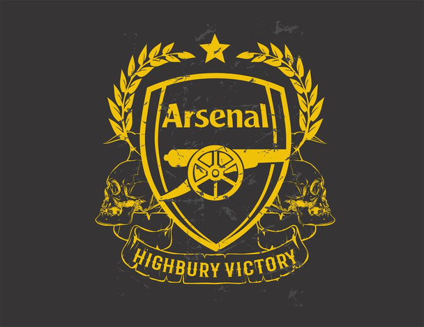 Arsenal FC. Club de fútbol de Londres. Logo de fútbol sobre fondo negro. Imagen vectorial - Vector, Imagen