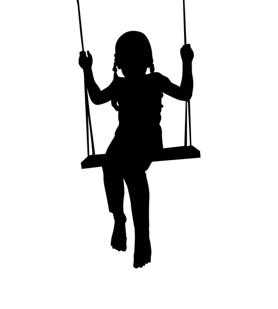 La fille roule sur une balançoire. Illustration vectorielle - Vecteur, image