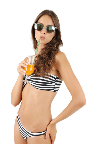 Woman in swimsuit with cocktail - Photo, image