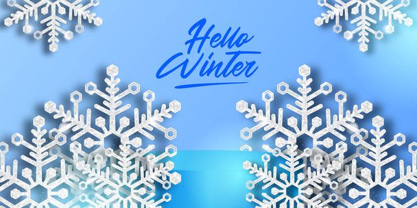Olá inverno luxo elegante decoração de cristal floco de neve com brilhos para fundo decorativo - Vetor, Imagem