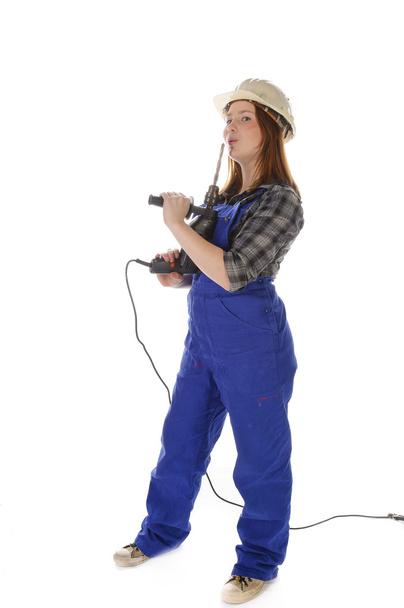 Cute young crafts woman with power drill - Photo, Image