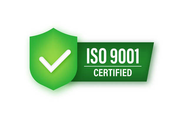 ISO 9001 sertifikalı rozet, simge. Sertifika damgası. Vektör stok illüstrasyonu. - Vektör, Görsel