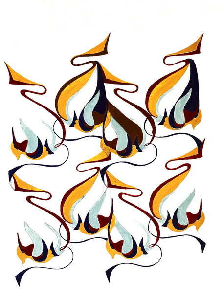 Hand drawn abstract symmetric shape painted with acrylics - Φωτογραφία, εικόνα
