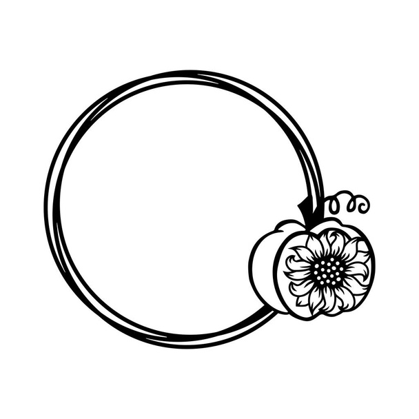 Frames with pumpkin and sunflower is on white background. Vector illustration. - Vektör, Görsel