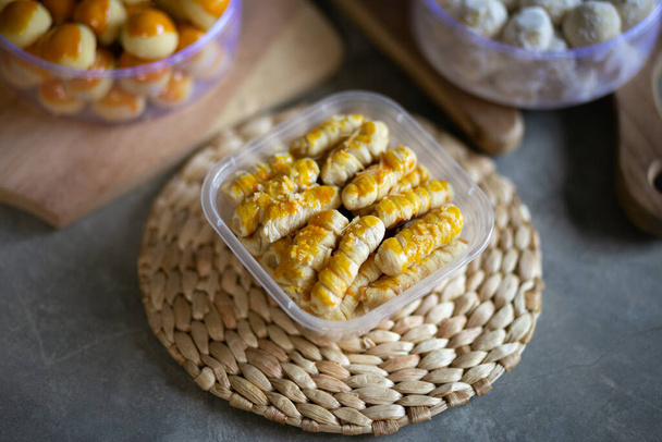 Různé typy indonéských ananasových sušenek zvaných nastar cookies - Fotografie, Obrázek