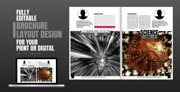 Brochure, ebook of presentatie mockup met gebruiksklare technologie, vector illustratie eenvoudig te bewerken - Vector, afbeelding