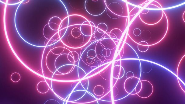 Gyors alagút ultraibolya Fluoreszkáló Neon Circle Gyűrűk Zoom - Absztrakt háttér textúra - Fotó, kép