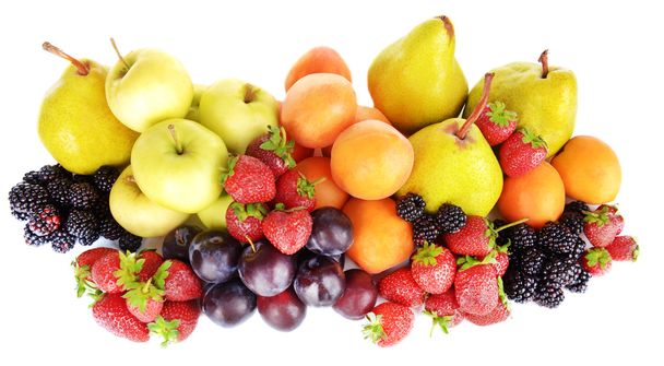спелые плоды и ягоды, изолированные на белом
 - Фото, изображение