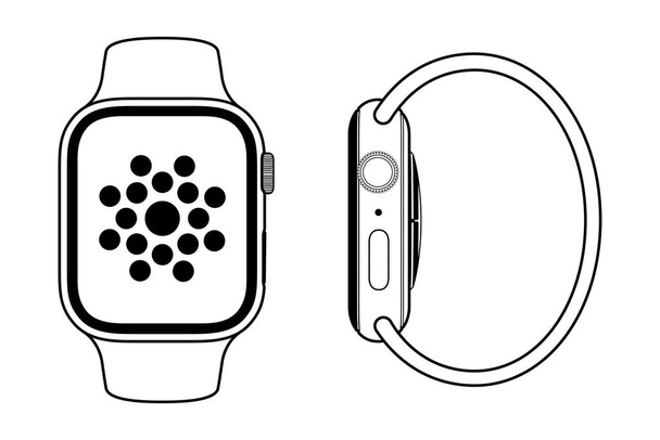 Voor- en zijaanzicht smart watch vector illustratie op witte achtergrond - Vector, afbeelding